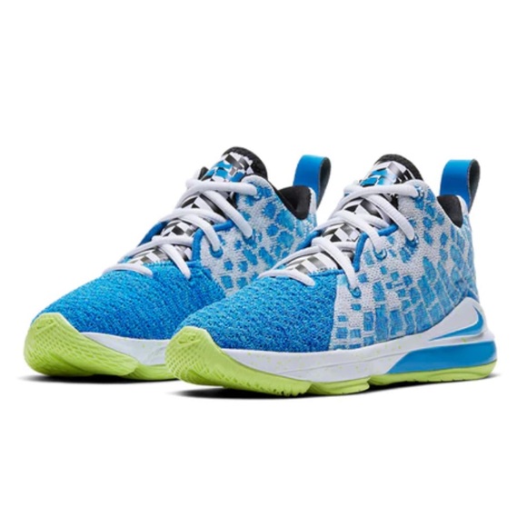 Youth Sz 12C Blue Nike LeBron 17 Sprite Sneakers - Picture 3 of 7